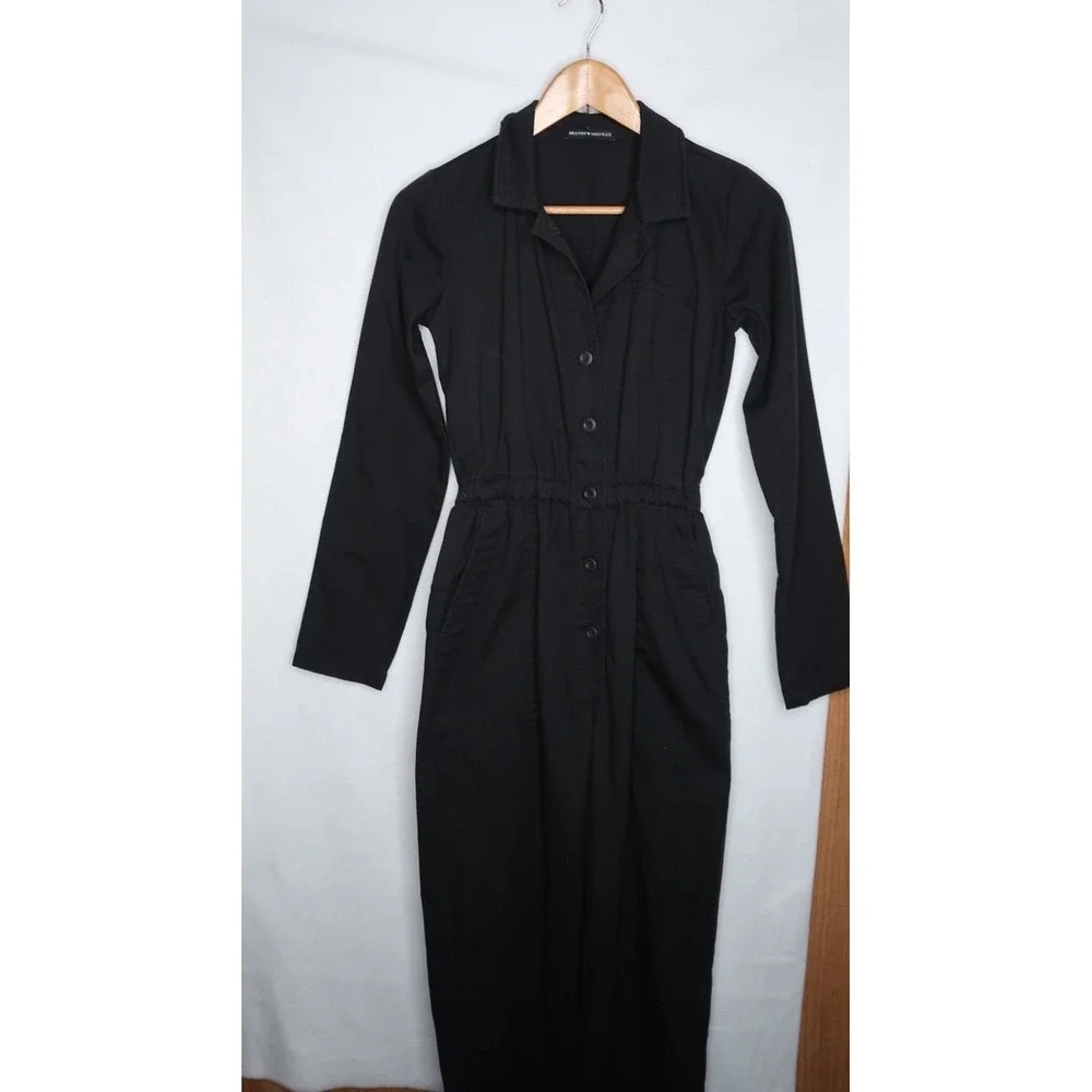 Brandy Melville Black Utility Jumpsuit Button Front Womens S‎ Streetwear EUC